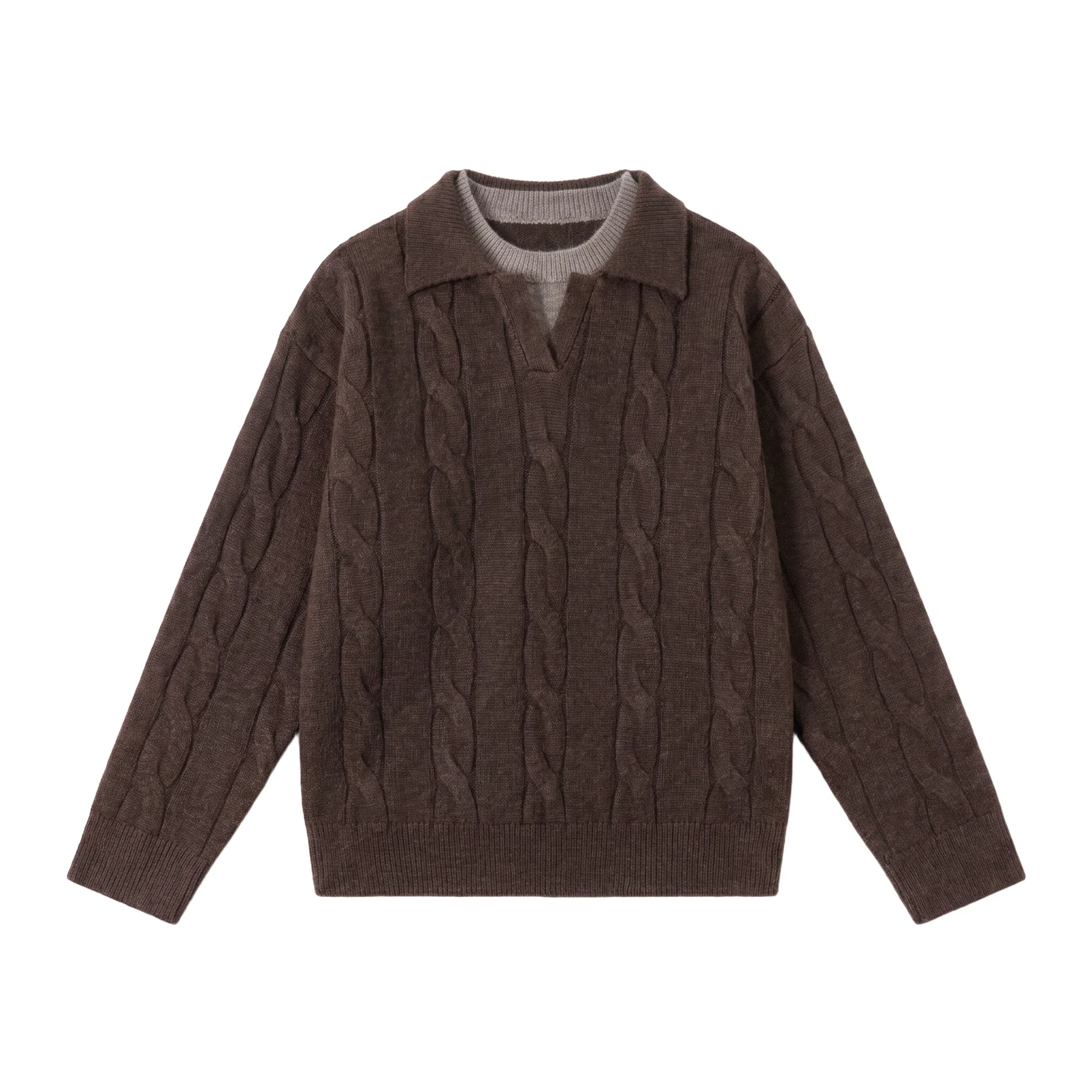 Cable-knit polo — Garment view 5