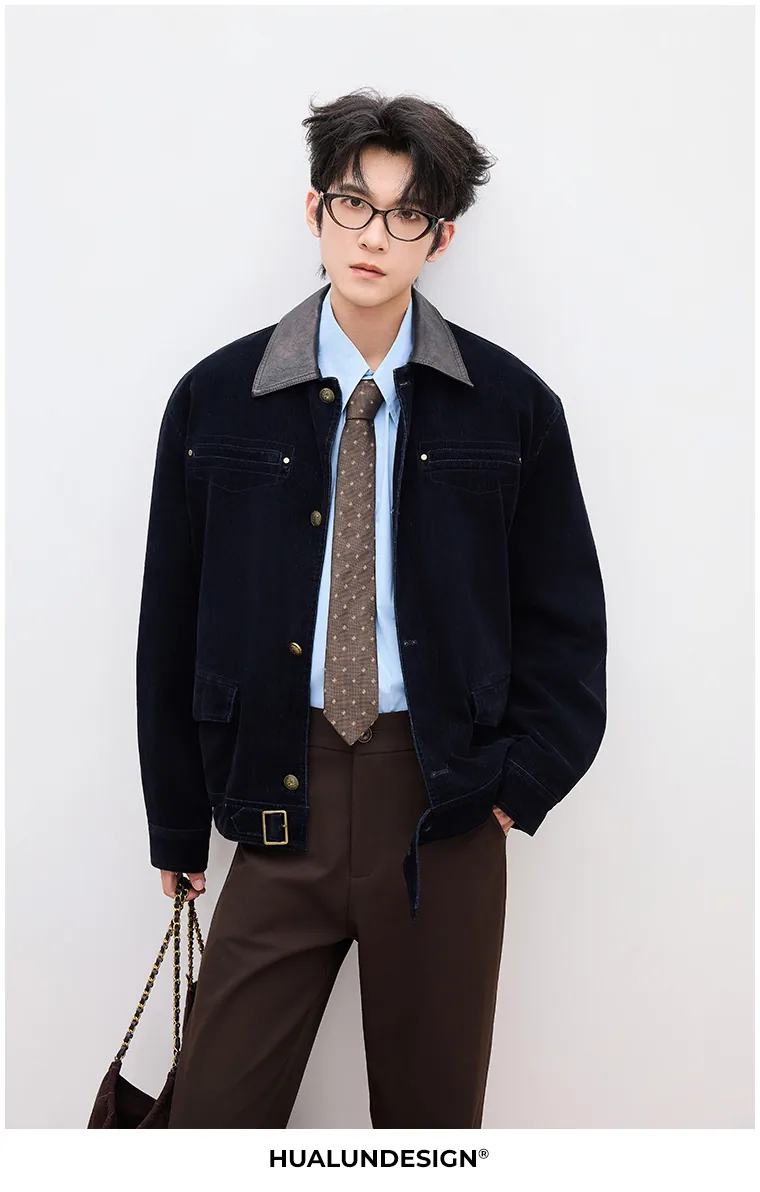 Contrast-collar button jacket — ANN181298