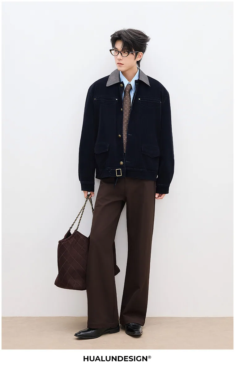 Contrast-collar button jacket — On model 2
