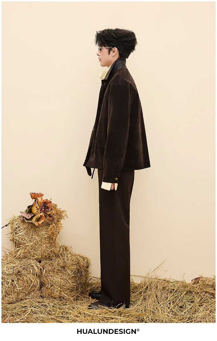 Contrast-collar button jacket — On model 4
