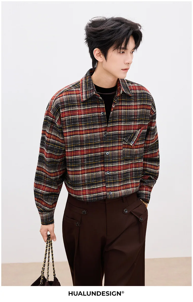 Checked button-front shirt — On model 2