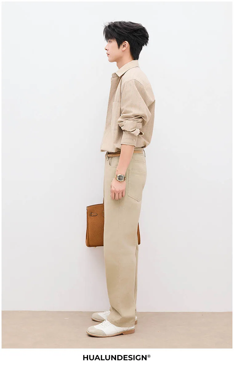 Fine-stripe button-front shirt — On model 4