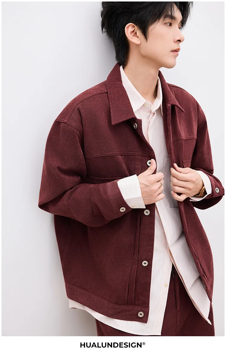 Burgundy workwear set — On model 2