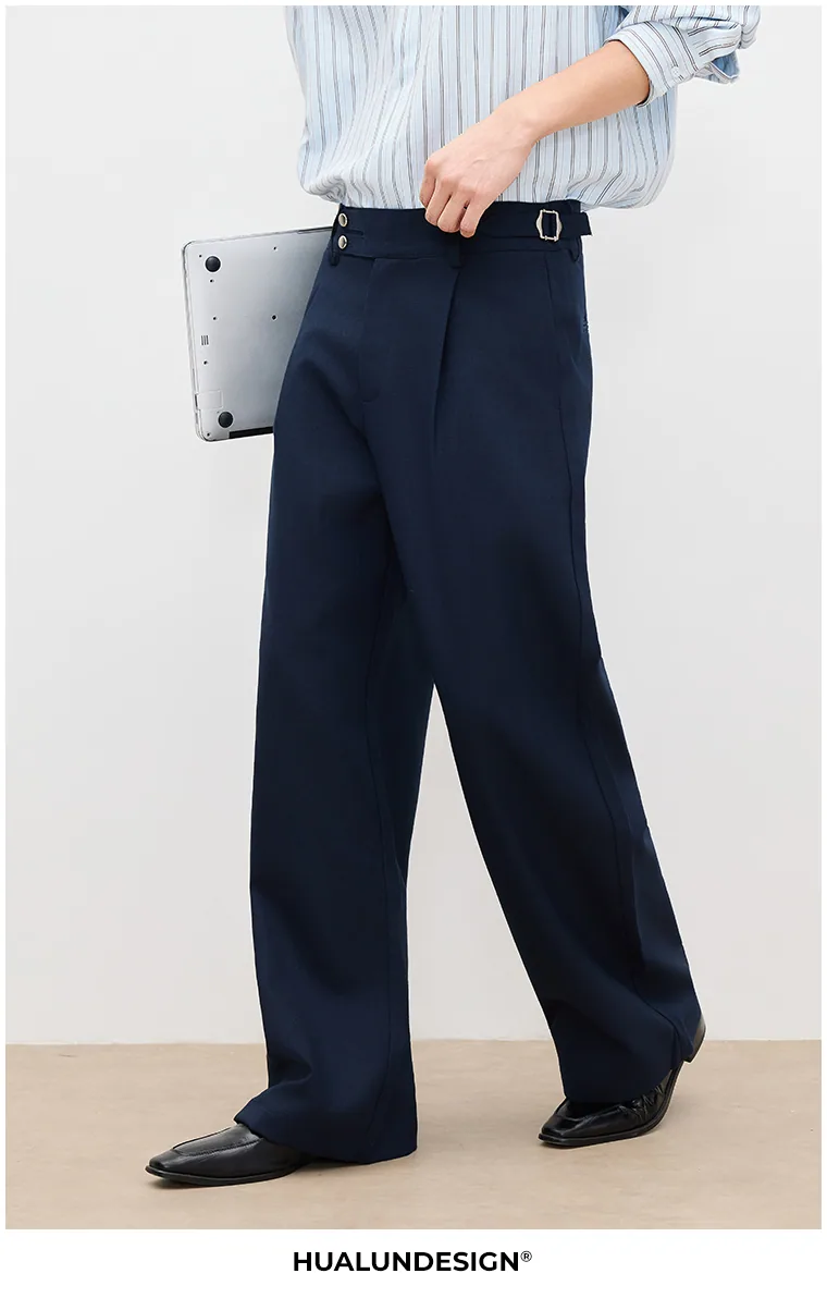 Side-tab wide trousers — On model 2