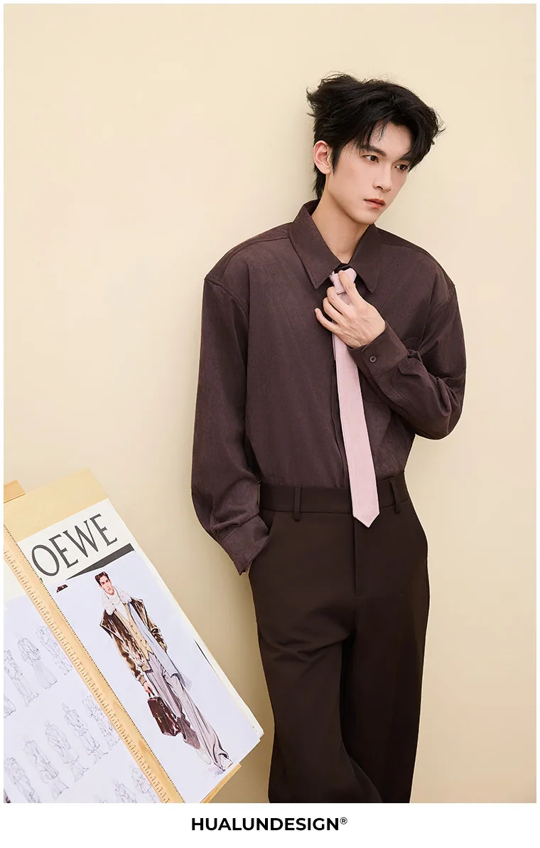 Chocolate dress shirt — On model 2