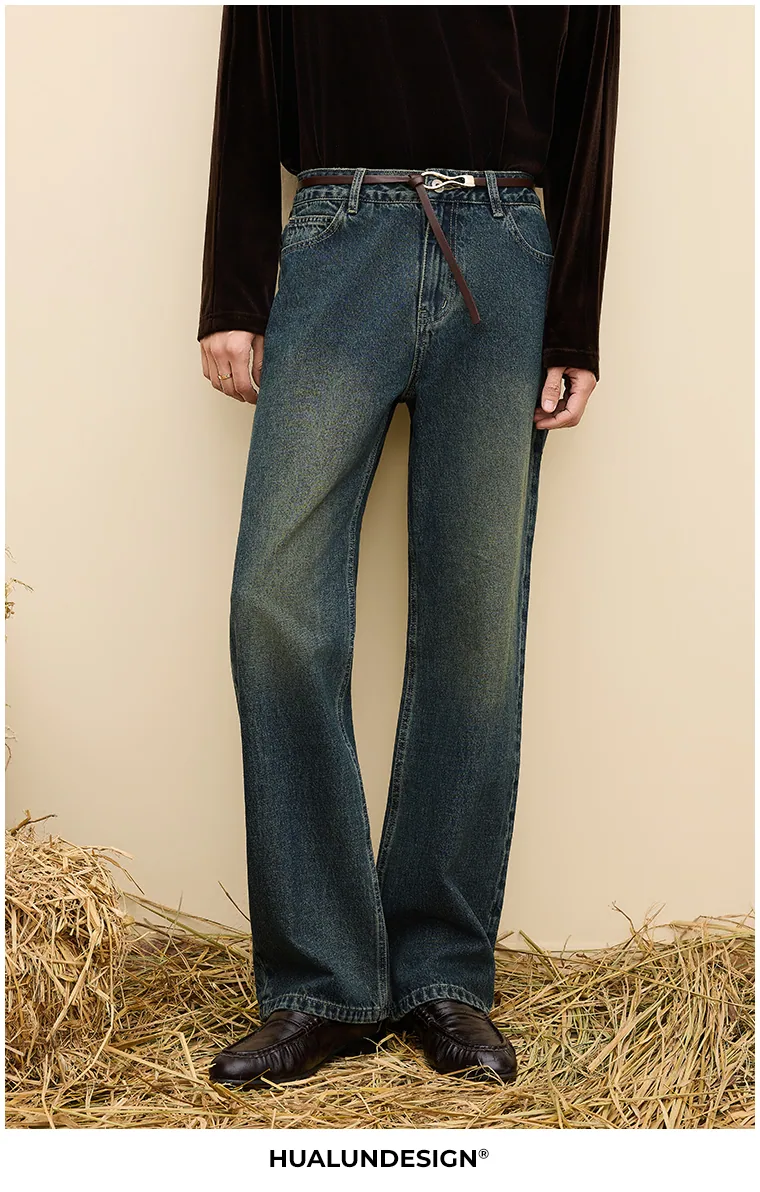 Faded wide-leg jeans — On model