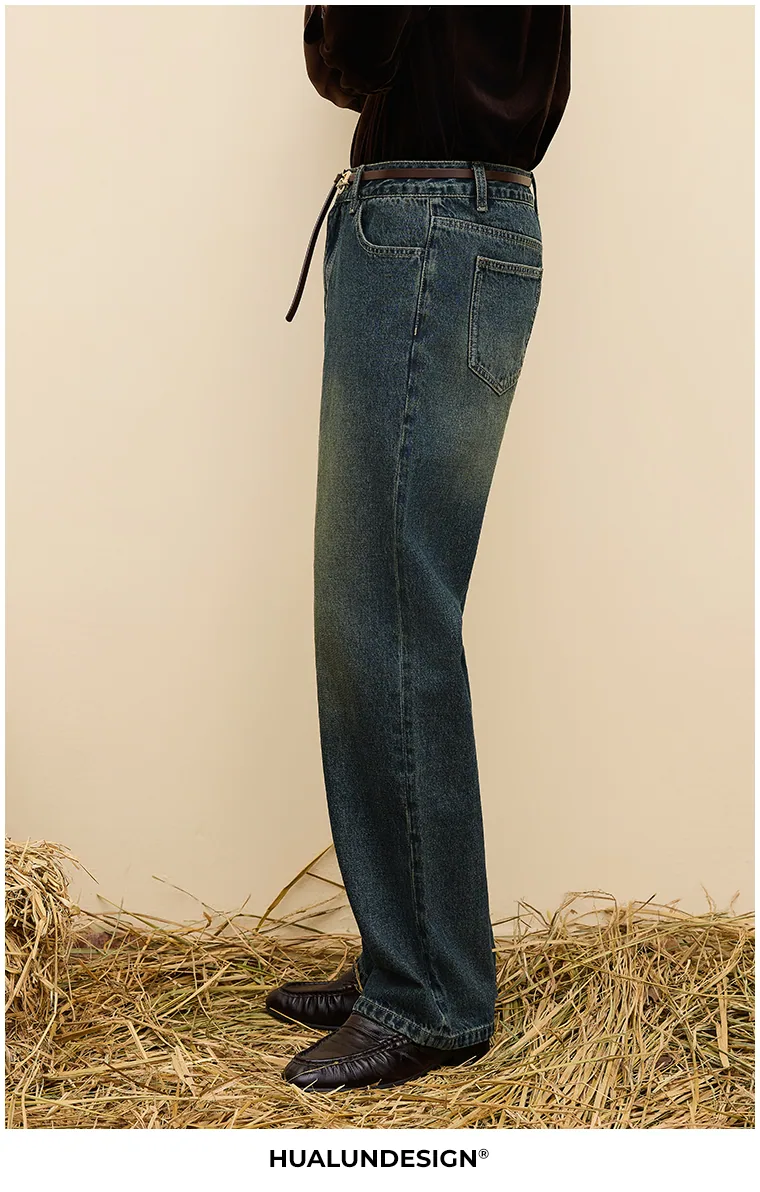Faded wide-leg jeans — On model 2