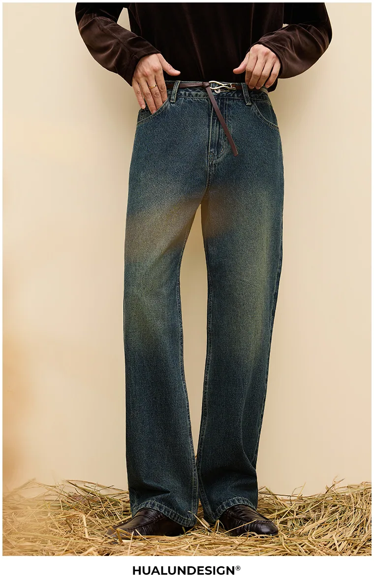 Faded wide-leg jeans — On model 3