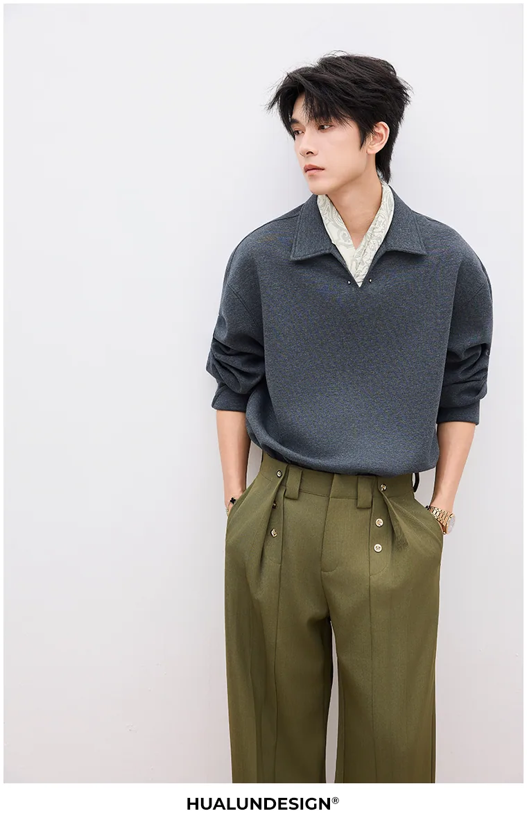 Open-collar long-sleeve top — On model 2