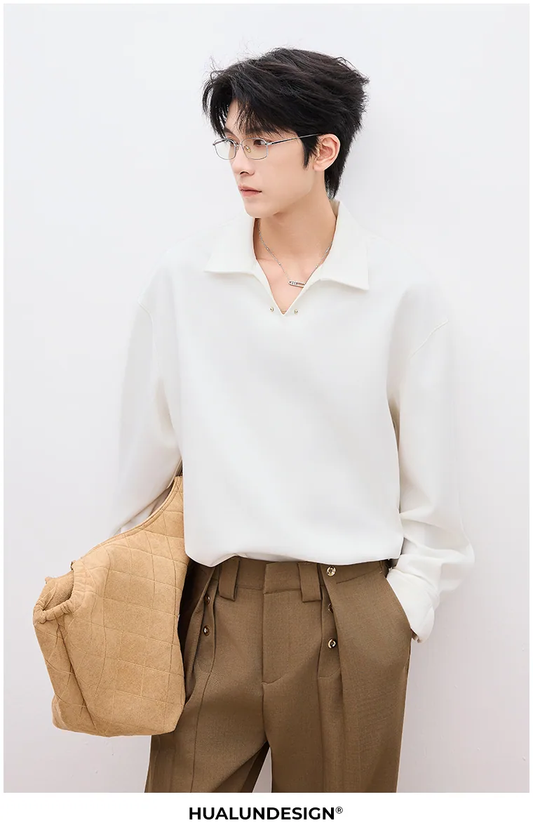 Open-collar long-sleeve top — On model 4