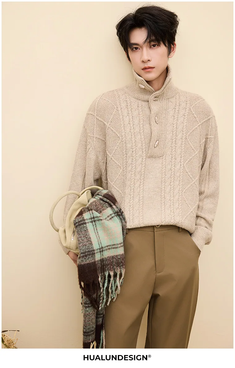 Button-neck cable knit — On model 4
