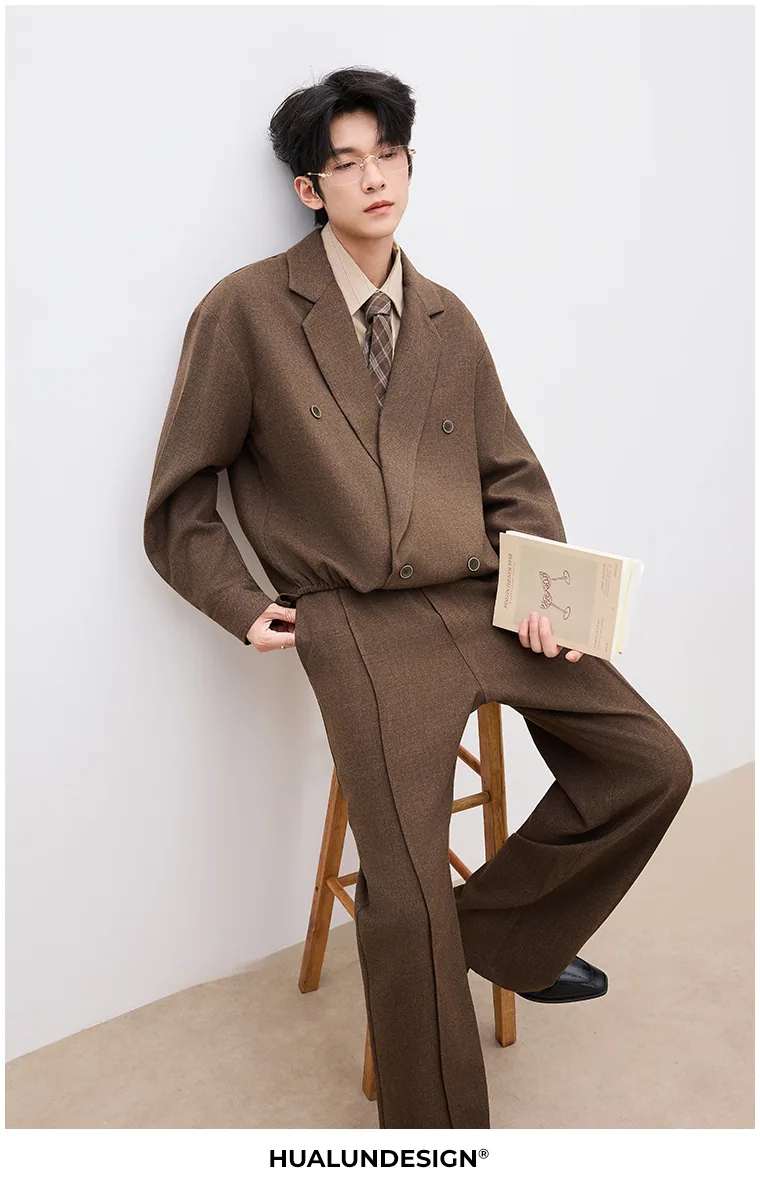 Layered-lapel jacket set — On model 3