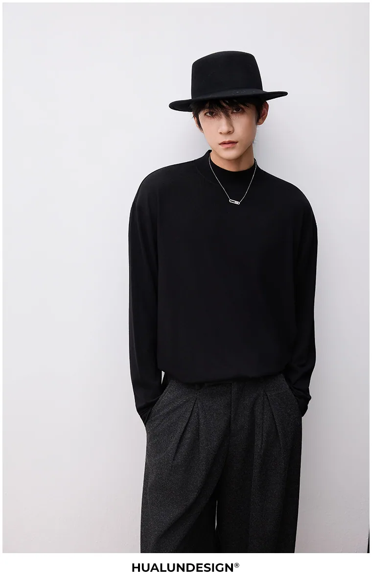 Mock-neck long-sleeve top — On model 3