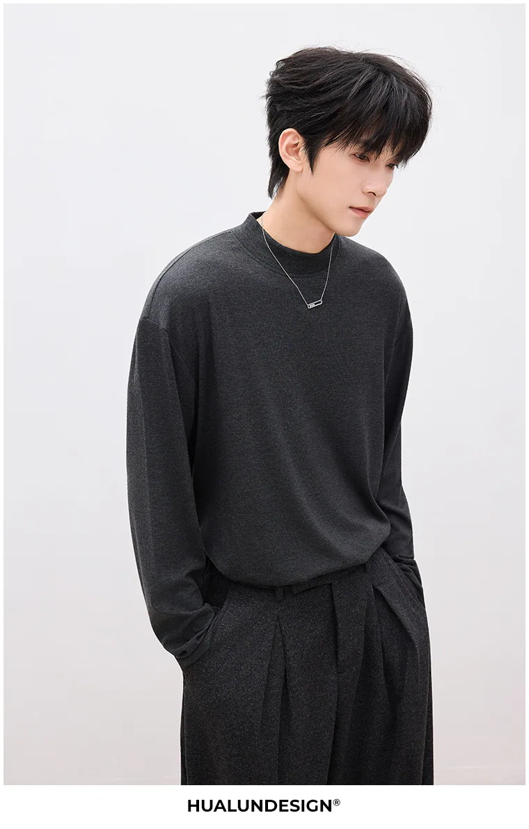 Mock-neck long-sleeve top — On model 4