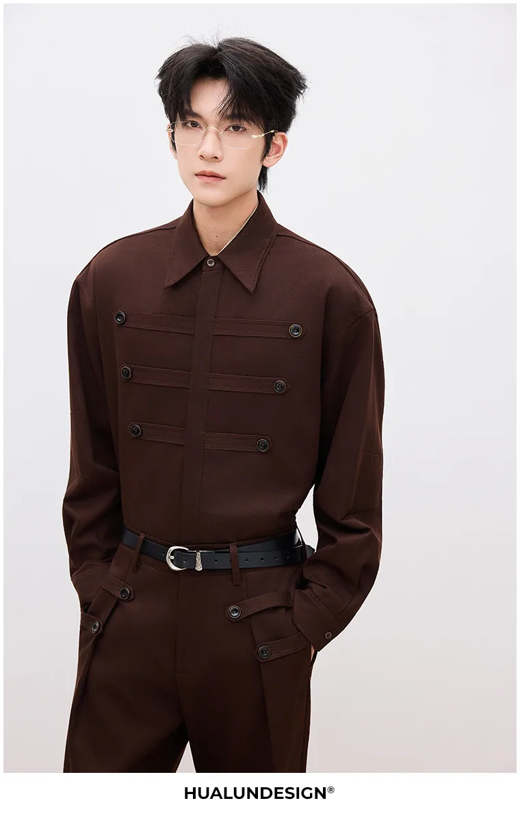 Double-button shirt set — On model 2