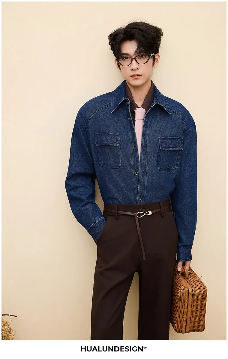 Dark denim overshirt — On model 2