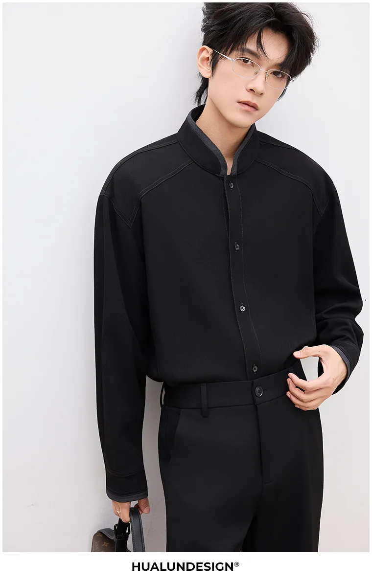 Band-collar shirt — On model 4