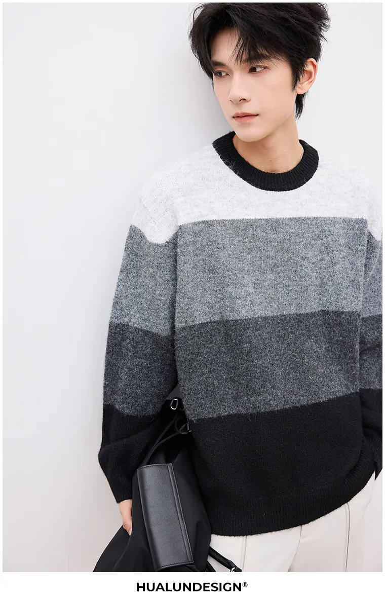 Colour-block crewneck — On model 2