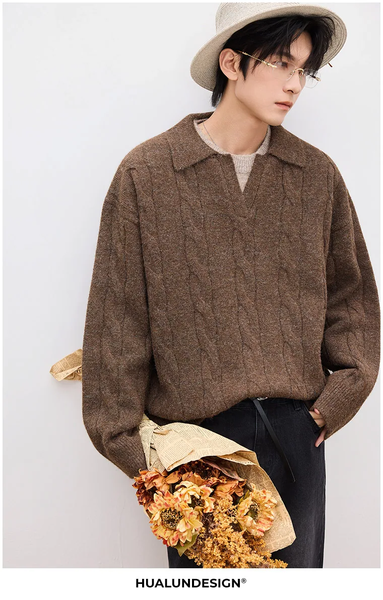 Cable-knit polo — On model 2