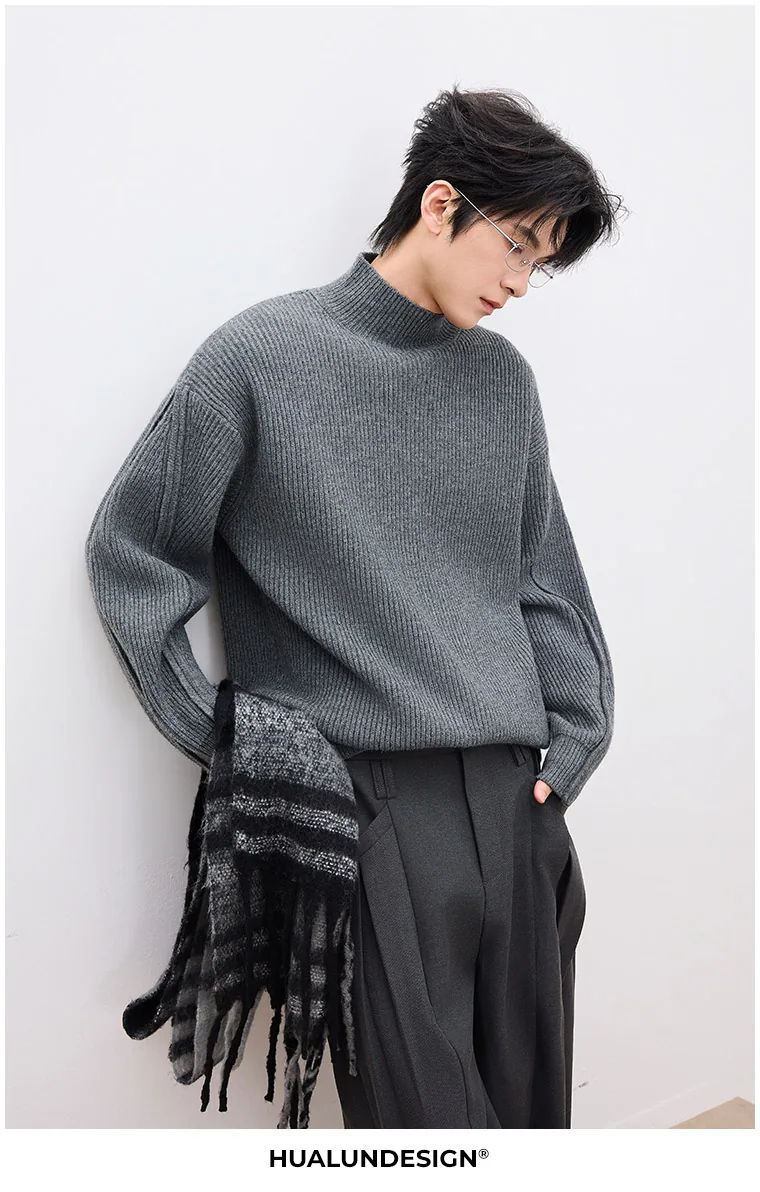 Ribbed mock-neck knit — On model 2