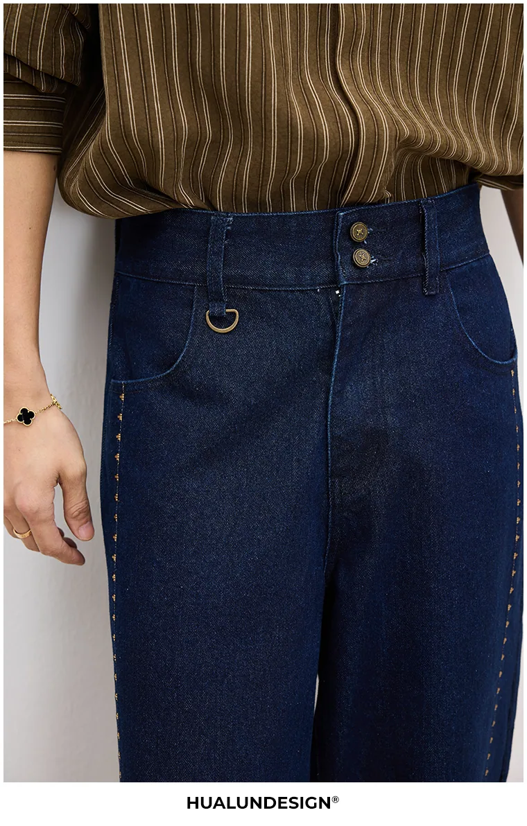 Dark wide-leg jeans — Construction detail 2
