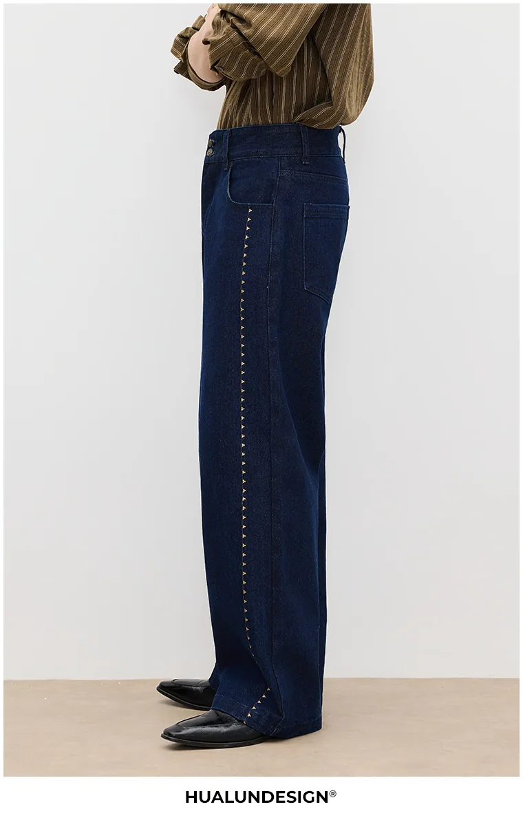 Dark wide-leg jeans — On model 3